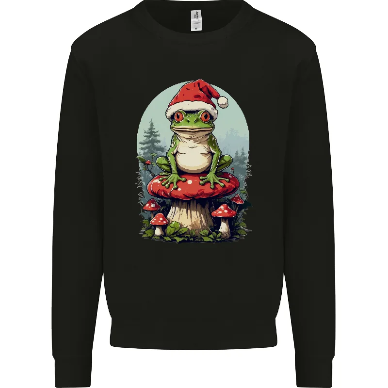 Christmas Frog Toadstool Xmas Mycology Foraging Mens Sweatshirt Jumper