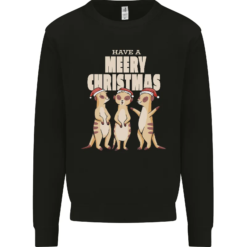 Christmas Meercats Wearing Xmas Hats Mens Sweatshirt Jumper