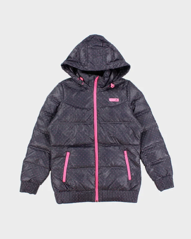 Adidas Polka Dot Duck Down Hooded Puffer Jacket - L