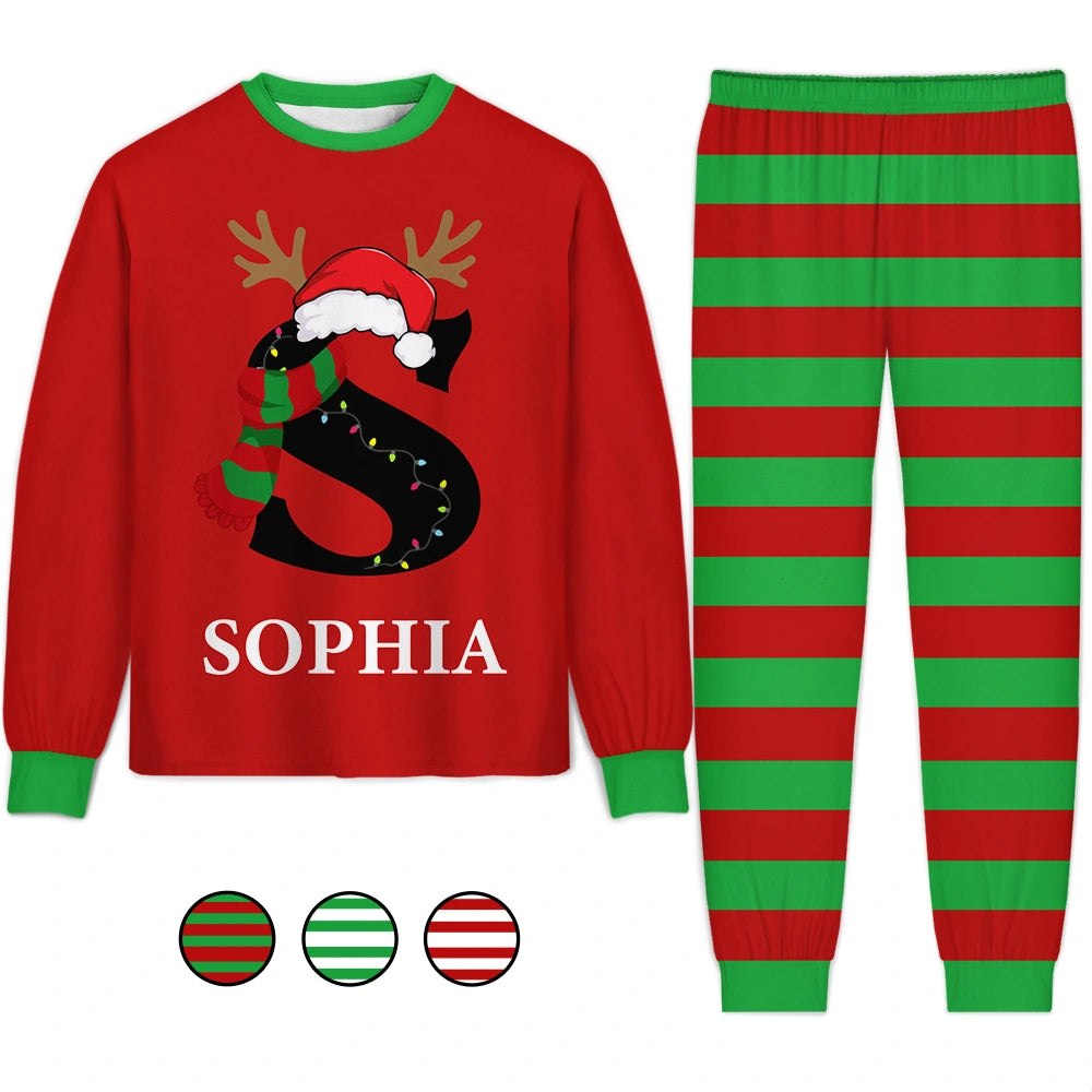 Monogram Christmas Family - Personalized Unisex Pajamas Set