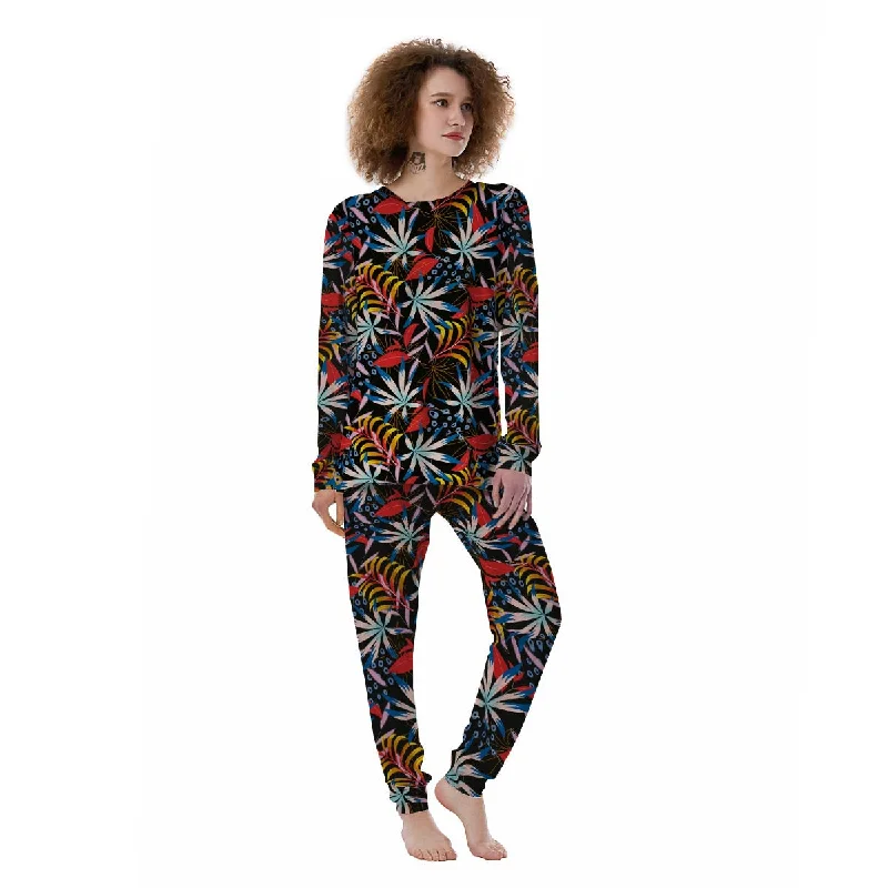 Tropical Floral Retro Hawaiian Print Pattern Women's Pajamas