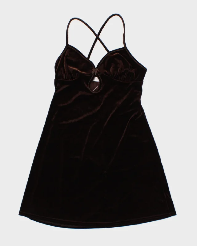 Y2K 00s La Senza Brown Velour Slip Dress - XS