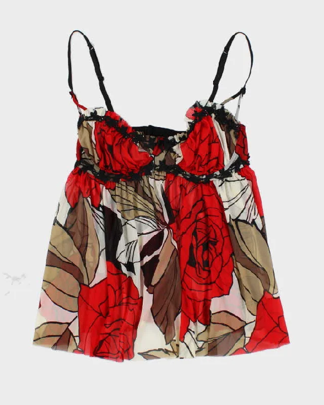 Y2k 00s La Senza Mesh Floral Cami - L