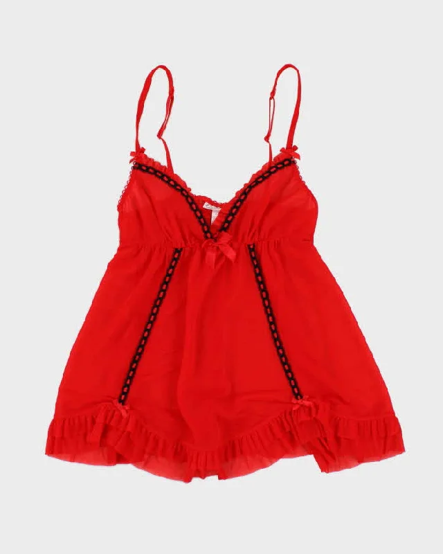 Y2k 00s La Senza Mesh Red Cami Top - XS