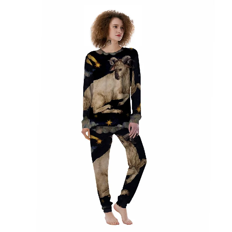 Zodiac Sign Watercolor Aries Print Women's Pajamas