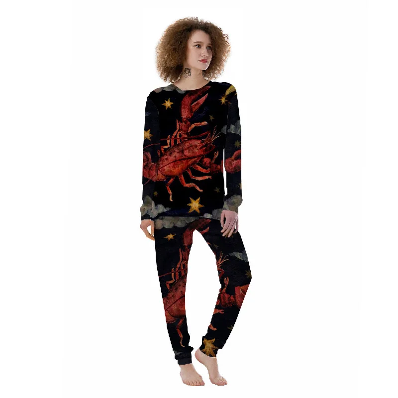 Zodiac Sign Watercolor Cancer Print Women's Pajamas