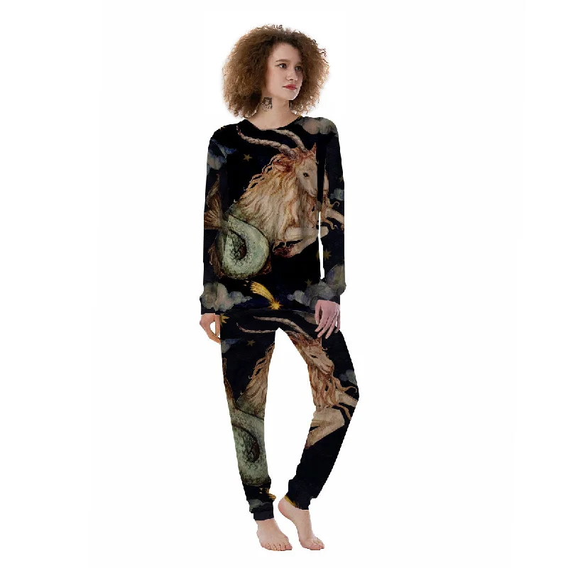 Zodiac Sign Watercolor Capricorn Print Women's Pajamas