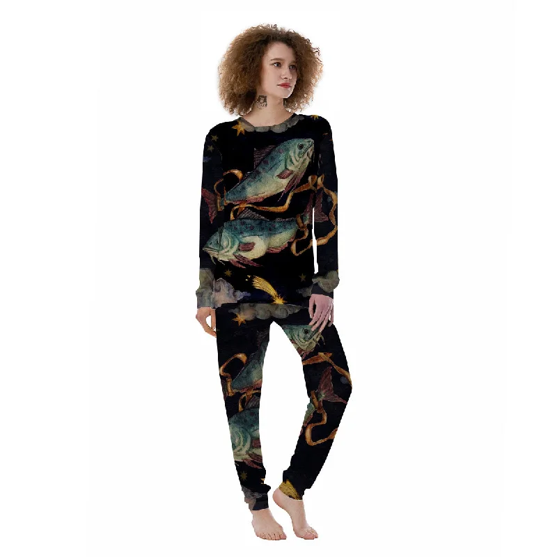 Zodiac Sign Watercolor Pisces Print Women's Pajamas