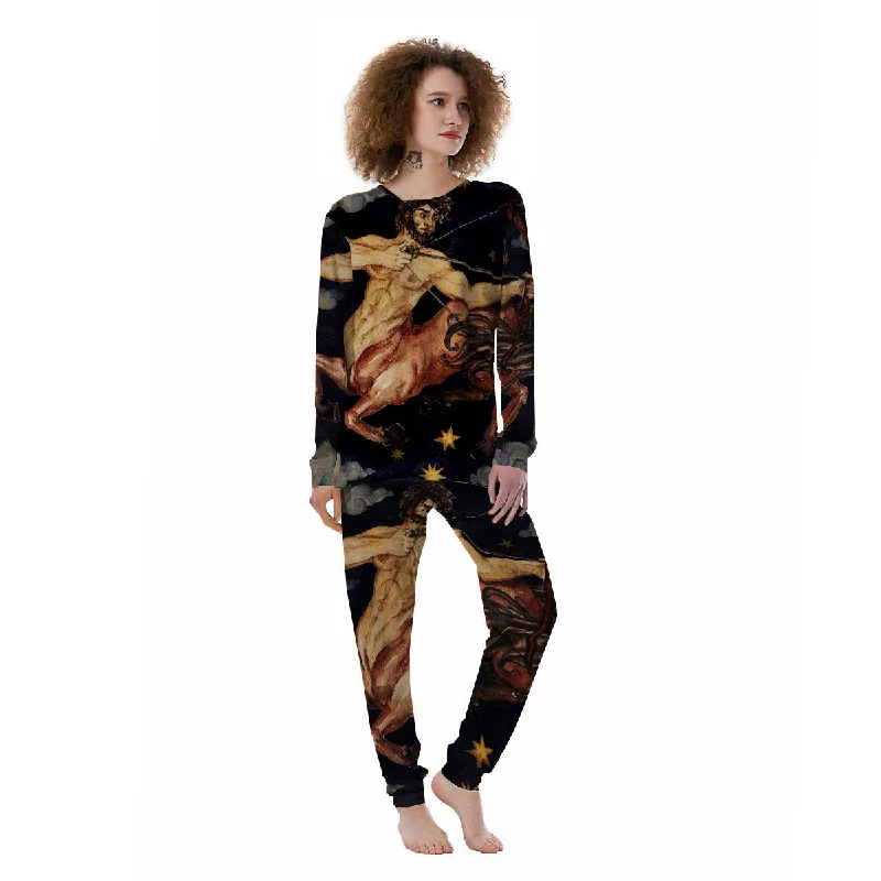 Zodiac Sign Watercolor Sagittarius Print Women's Pajamas