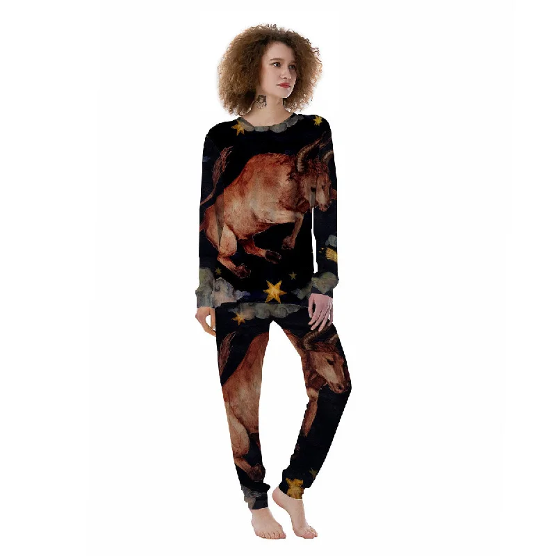 Zodiac Sign Watercolor Taurus Print Women's Pajamas