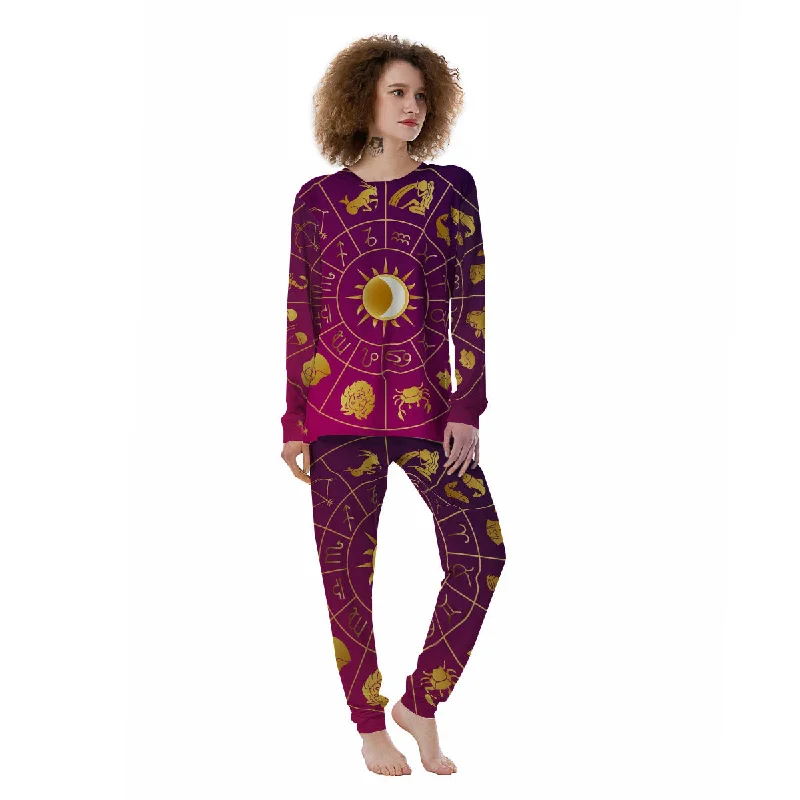 Zodiac Wheel Symbols Print Women's Pajamas