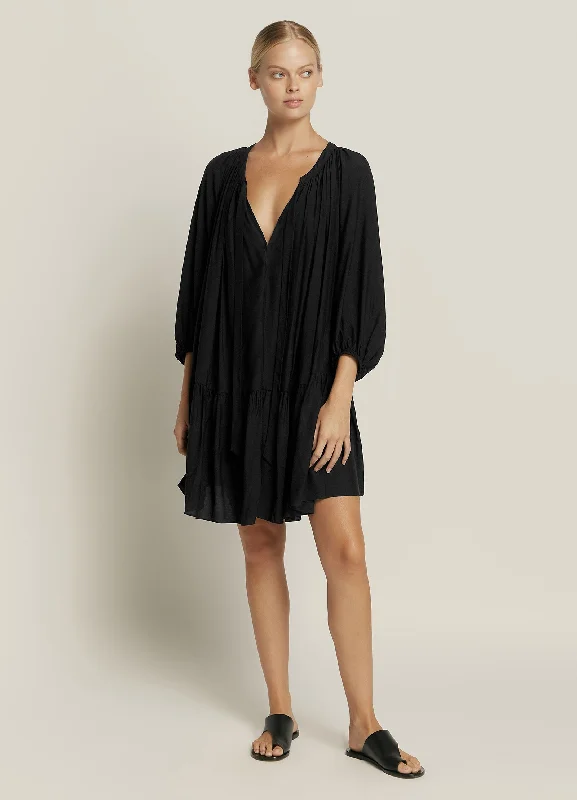 Casa Lucia Bell Sleeve Kaftan - Black