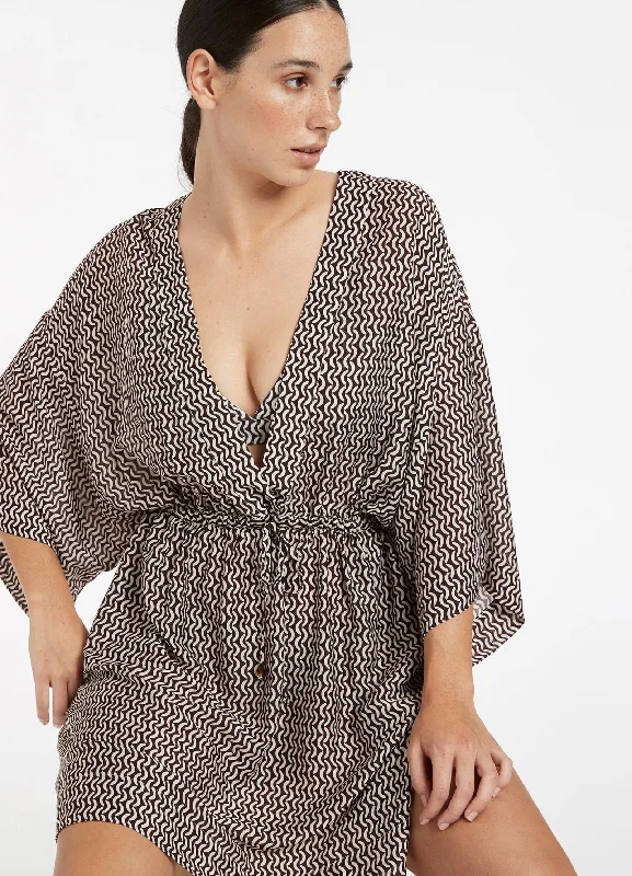 Ipanema Gather Front Kaftan - Chocolate