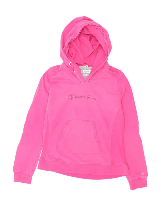 CHAMPION Womens Heritage Classics Graphic Hoodie Jumper UK 14 Large Pink