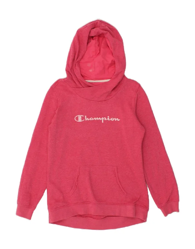 CHAMPION Womens Heritage Fit Graphic Hoodie Jumper UK 16 Large Pink