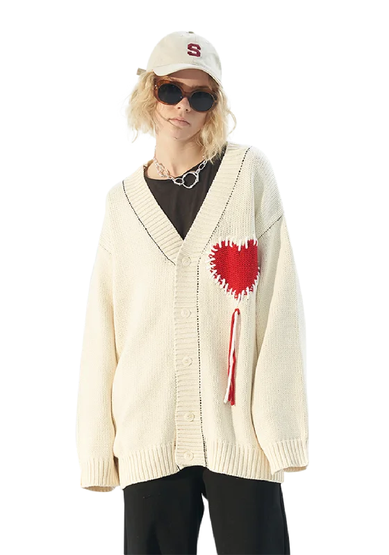 Heart Tassel Knit Cardigan