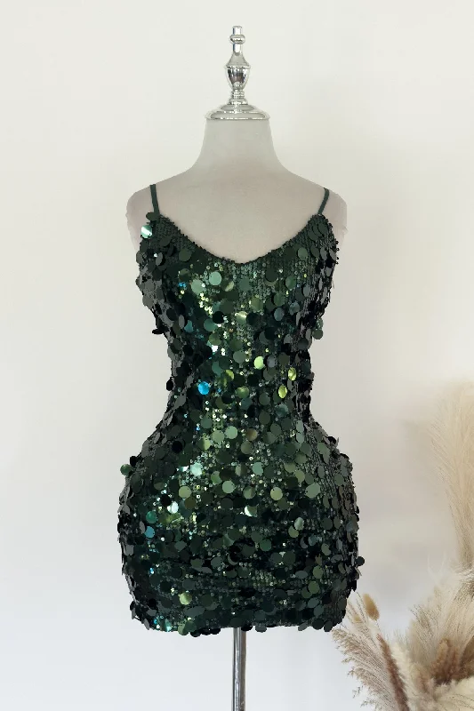 Enya Sequin Mini Dress - Green