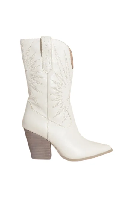 Emersyn Starburst Embroidered White Western Boots