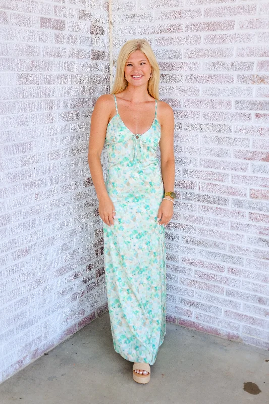 Barefoot On The Beach Printed Floral Satin Maxi