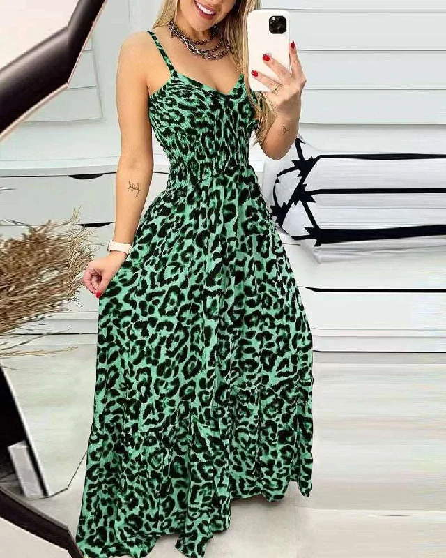 Women's Simple Casual V-neck High Waist Long Dress