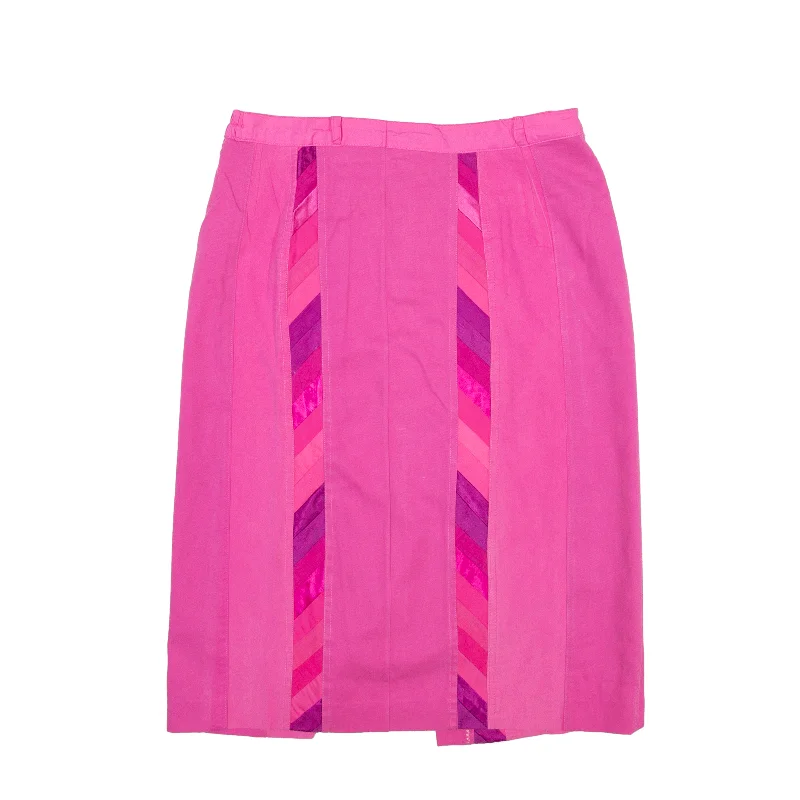 Y2K Panelled Knee Length Straight Skirt Pink Womens M