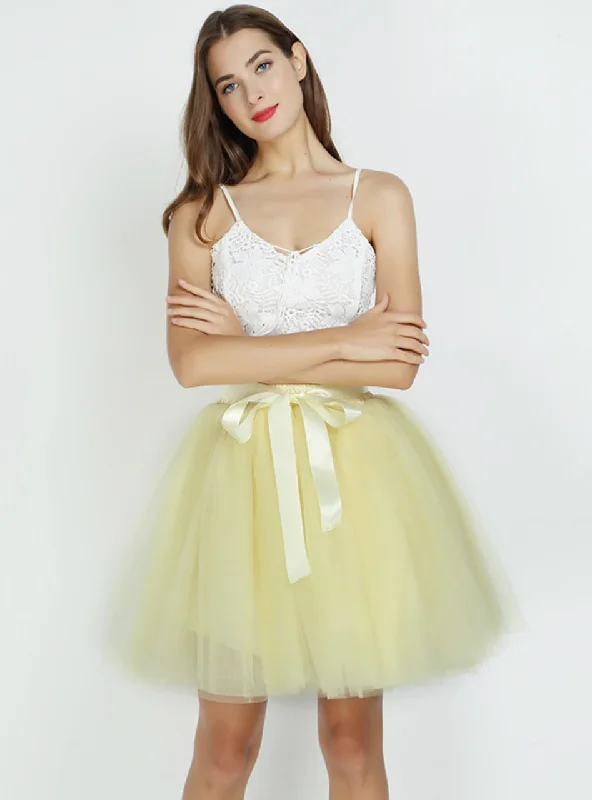 Yellow 7-Layer Short Tulle Skirt