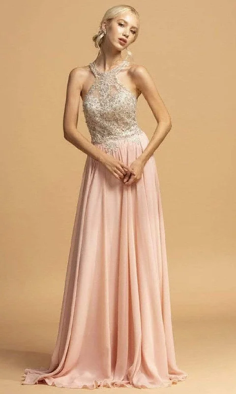 Aspeed Design - L2231 Halter Back Keyhole Evening Dress