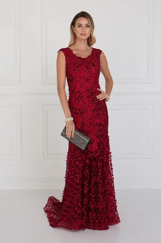 Elizabeth K - GL1529 Scoop Appliqued Evening Dress