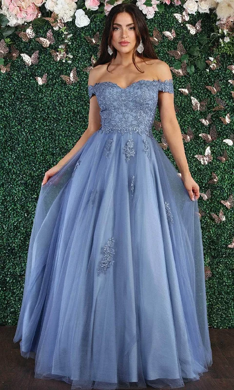 May Queen MQ1866 - Floral Embellishments Off Shoulder Ball gown