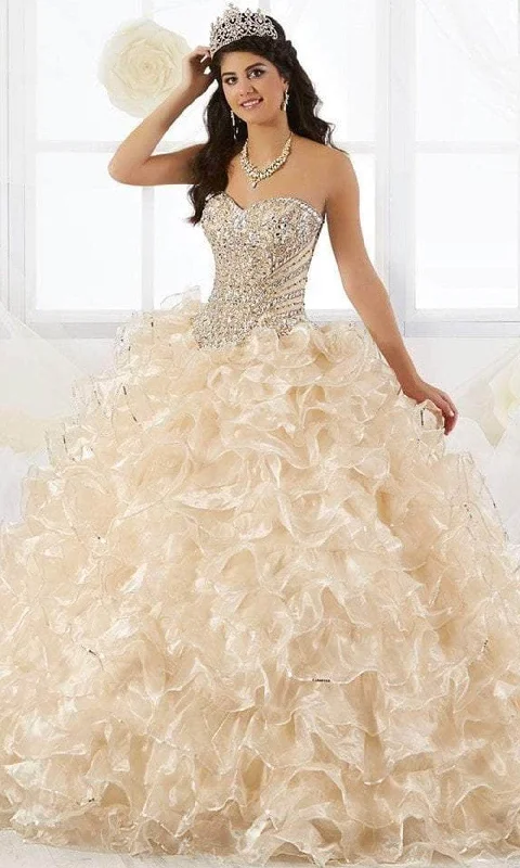 Quinceanera Collection - 26845 Crystal Beaded Ruffle Organza Ballgown