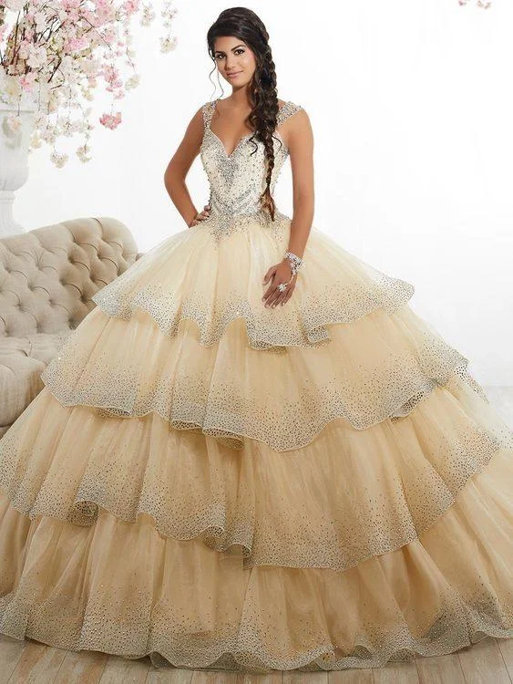 Quinceanera Collection - 26880 Beaded Sweetheart Tiered Ballgown