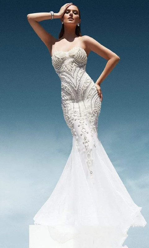 Terani Couture - Pearl Crusted Sweetheart Mermaid Gown 1611GL0463A