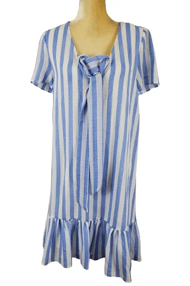 Avec Les Filles women's blue and white stripe dress size 10