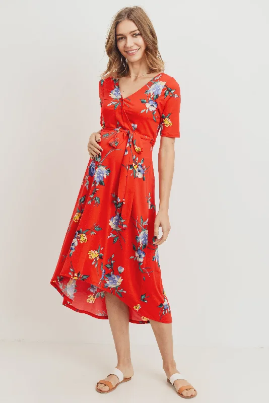 Floral High-Low Maternity/Nursing Dress