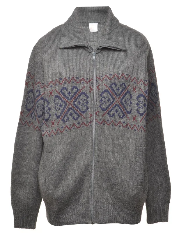 Grey Nordic Cardigan - M