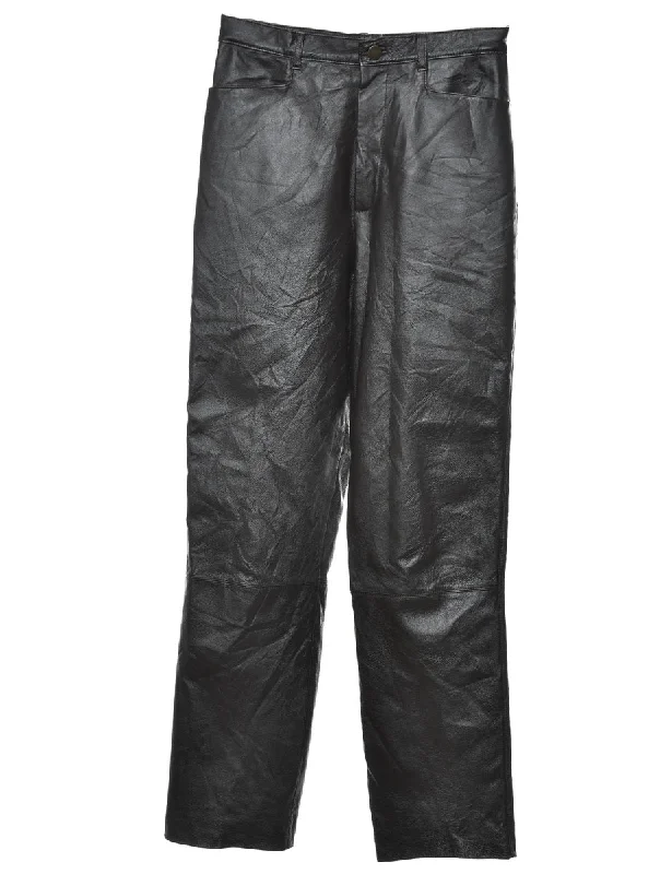 Leather Black Classic Trousers - W26 L30