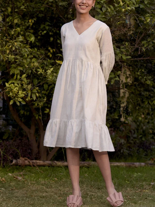 Nia Handwoven Dress Off White