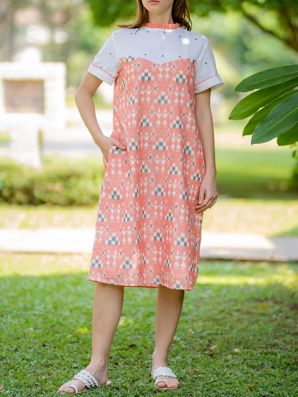 Peach Handwoven Tribal Ikat Dress