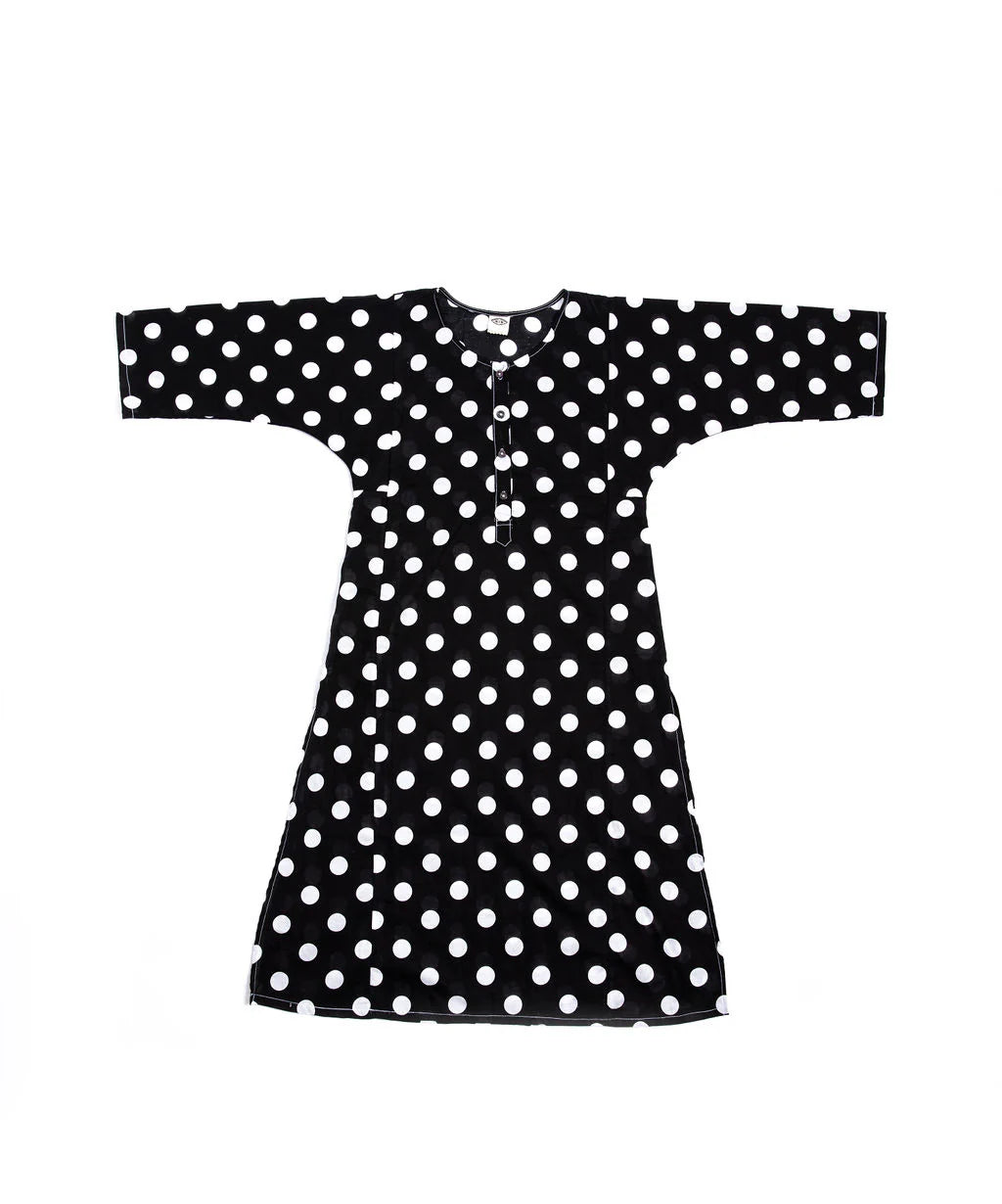 Punkwasp Beach Tunic Dress - Black & White Polka Dot