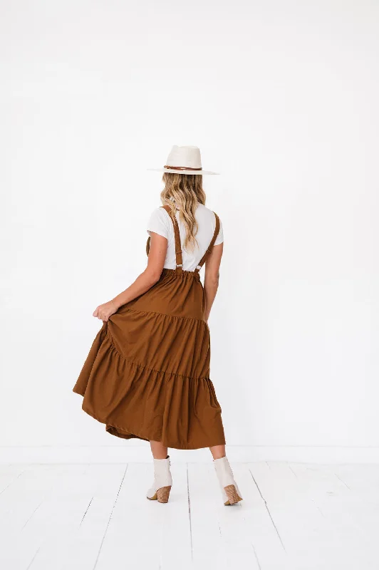 Shay Overall Dress in Brown