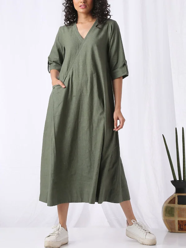 Slouchy Dress Olive Green