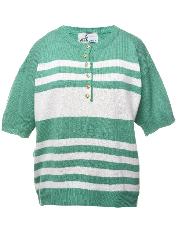 Striped Turquoise Jumper - L