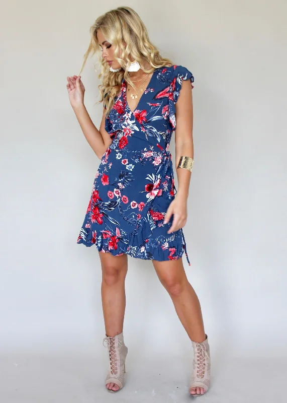 Sunday Breeze Wrap Dress - Navy