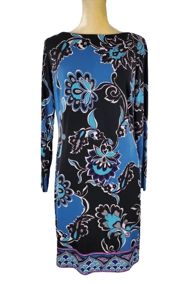 Evan Picone women's blue multi color dress size 12