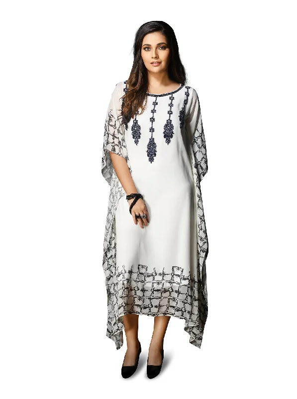 Daisy White Kaftan Style Long Kurti