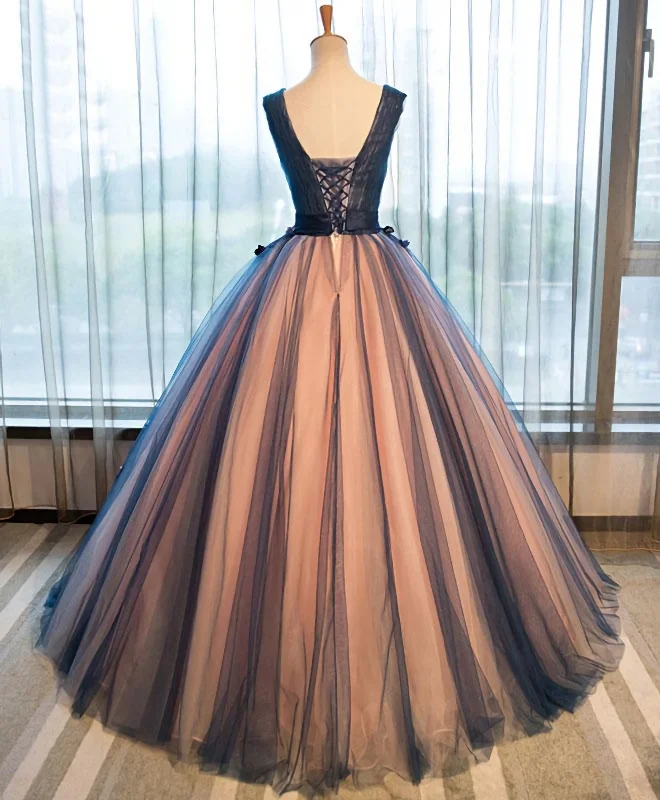 Tulle V Neck Long Prom Gown Tulle Evening Gown