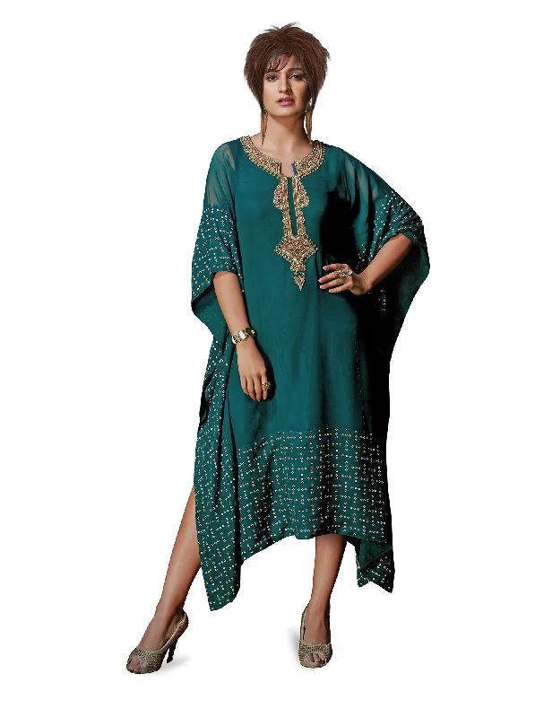 Modern Bottle Green Kaftan Style Long Kurti