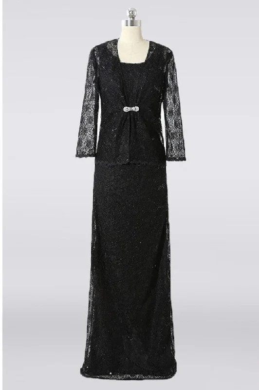 Modest Long Black Lace Mother Of The Bride