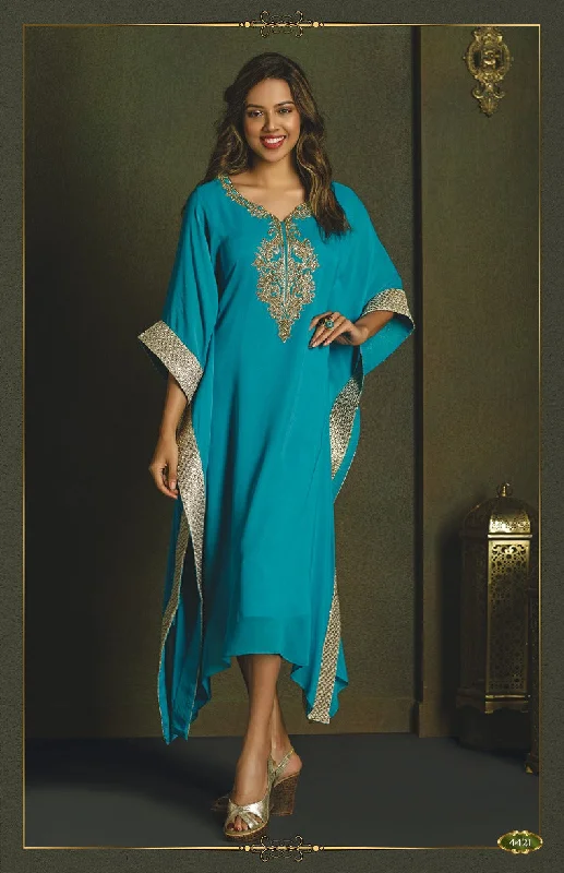 Radiant Turquoise Kaftan Style Long Kurti