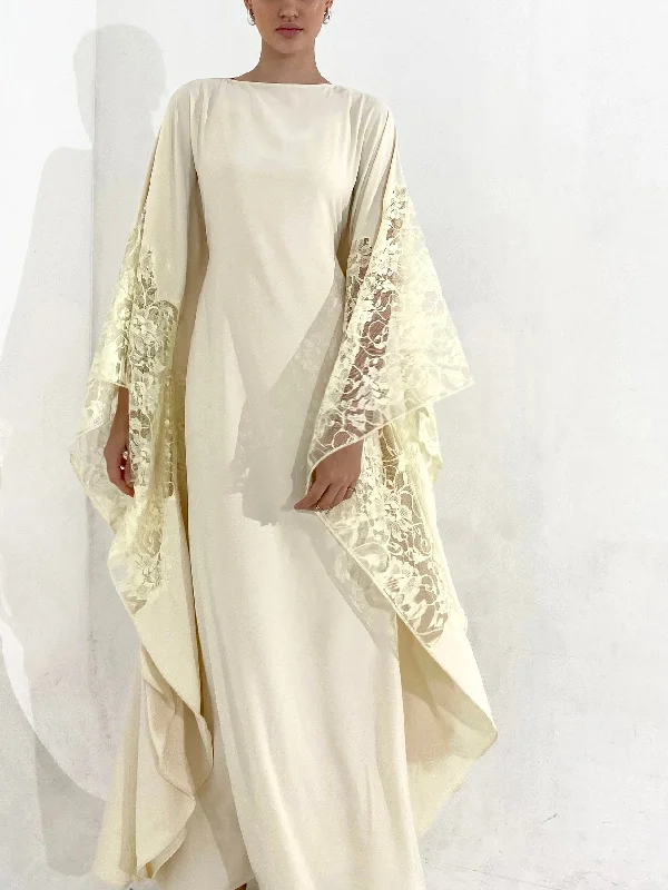 Lace Kaftan Dress in Butter